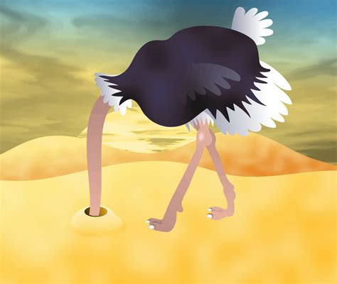 Clipart Cartoon Ostrich With Head In Sand
