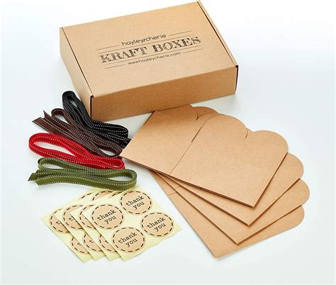 Kraft Boxes With Ribbons And Stickers 20 Pack