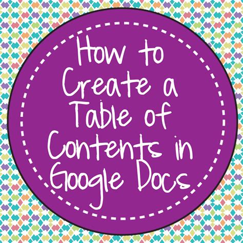How To Create A Table Of Contents In Google Docs Google Docs Create