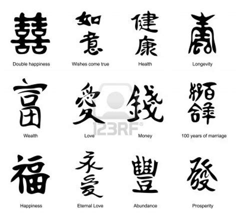 Collection Of The Chinese Feng Shui Hieroglyphs Stock Photo Chinese