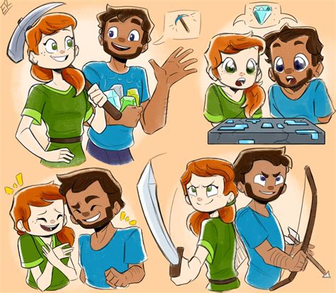 Wholesome Steve And Alex Minecraft By Gold07arts On Deviantart