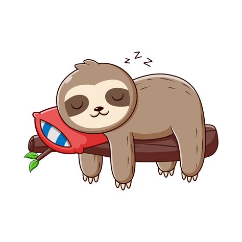 Sloth Cartoon Sleeping On The Tree Sloth Mascot Cartoon Character