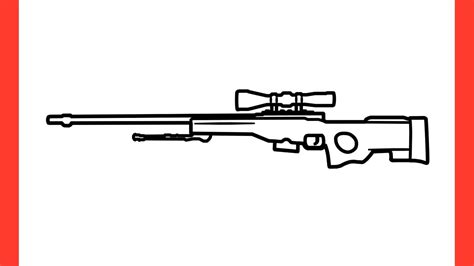 How To Draw Awp From Cs Go Step By Step Drawing Awm Sniper Rifle From
