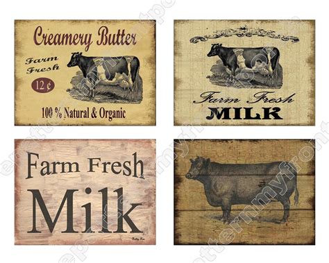 Labels Printable Primitive Download Farm Fresh Milk Cow Etsy Farm