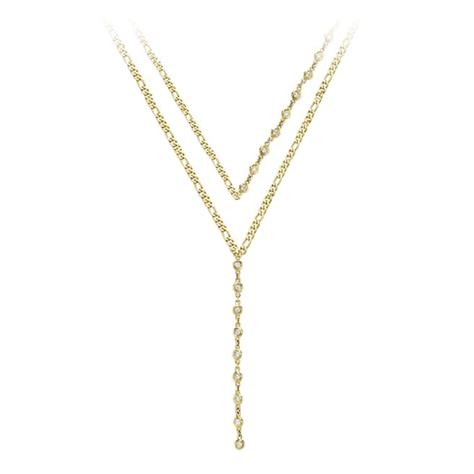 18k Gold Double Layer Modern Lariat Necklace BrandAlley