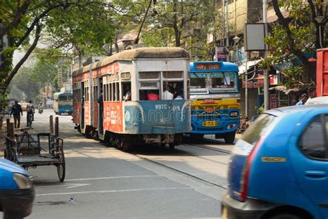 Historic And Heritage Tram On The Road In Kolkata India Editorial