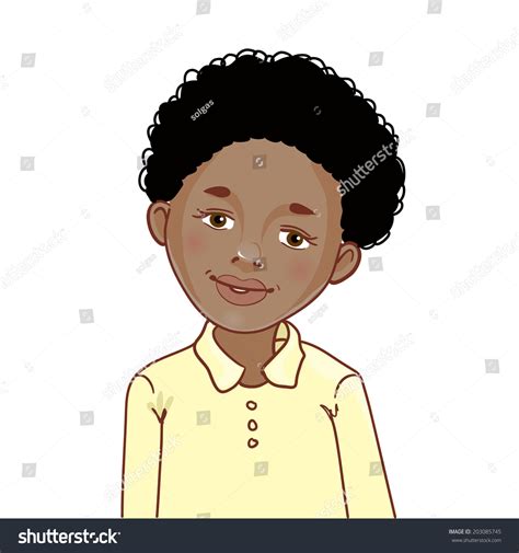 Teenager Cartoon African American Boy Curly Stock Vector 203085745
