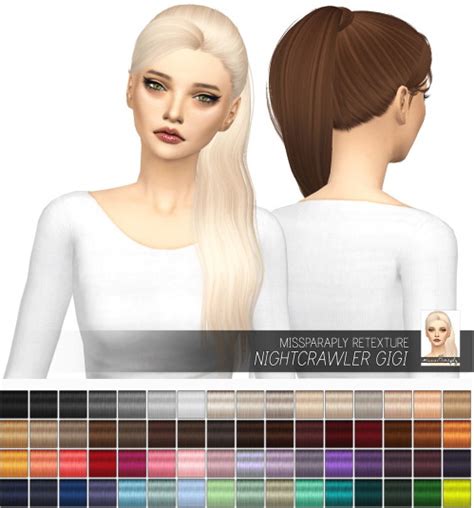 Sims 4 Hairs Miss Paraply Nightcrawler`s Gigi Hair Retextured