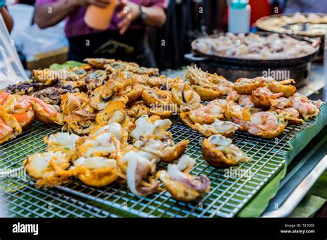 A Fried Seafood Stall At The Famous Walking Street Night Market In