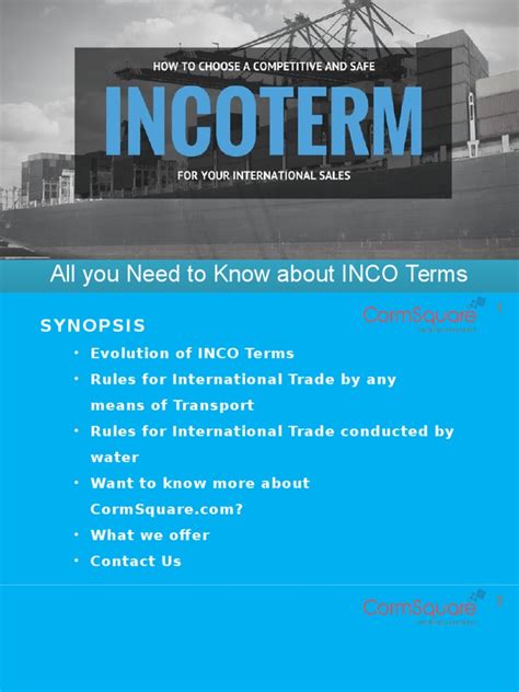 All You Need To Know About Inco Terms Pdf International Business