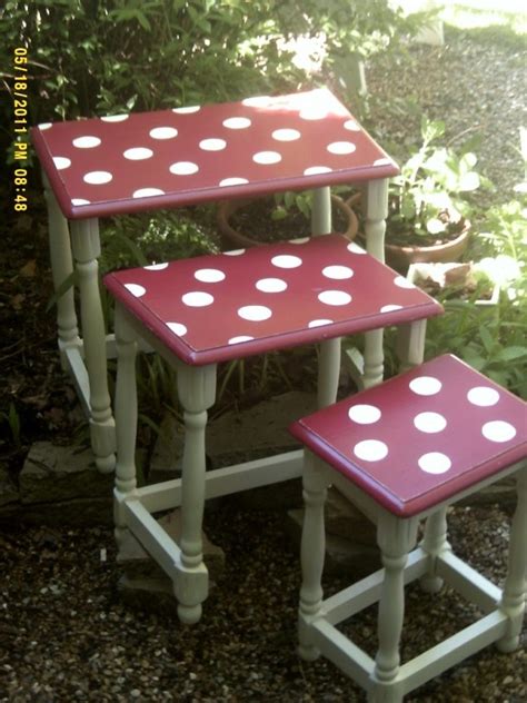 Vintage Nest Of Tables Turned Into Toadstool Tables With Cream