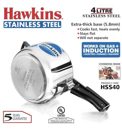 Hawkins 4 Litre Pressure Cooker Stainless Steel Inner Lid Cooker