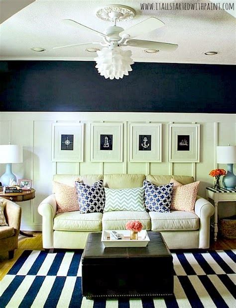 Navy Blue And White Living Room Ideas Board And Batten