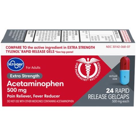 Kroger® Extra Strength Acetaminophen Rapid Release Gelcaps 500mg 24 Ct