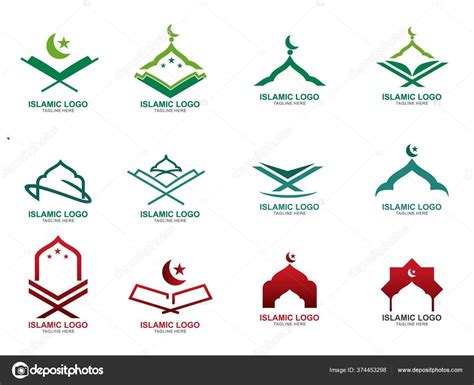 Set Islamic Logo Design Template Mosque Icon Design Template Stock