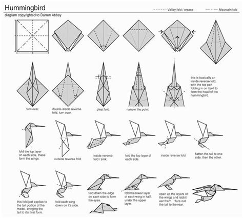 Humming Bird Instrucciones De Origami Animales De Origami Diagramas