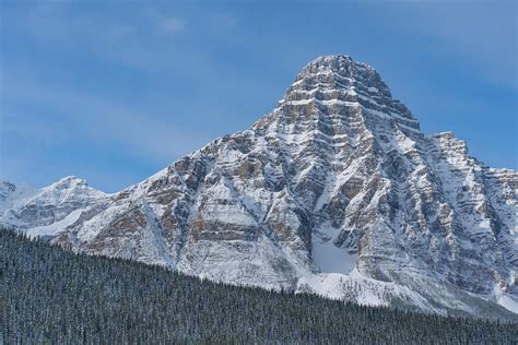 Snow Covered Mount Chephren Banff National Park Canada Photograph By