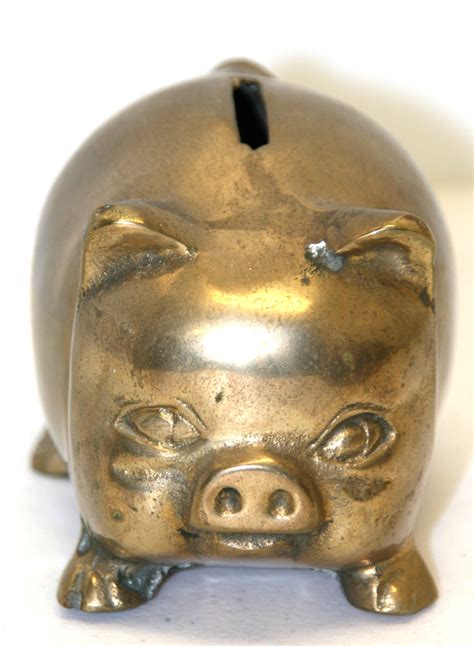 Antique Brass Piggy Bank Property Room