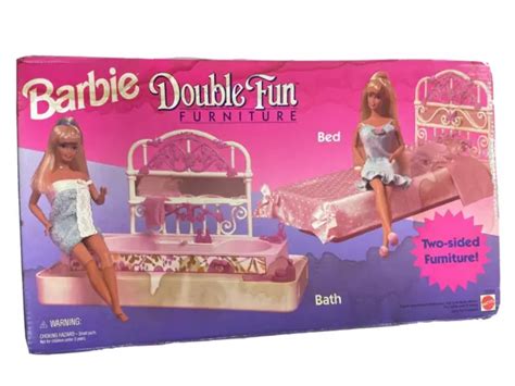 Mattel Barbie Doll Double Fun Furniture Bed Bathtub Set Picclick