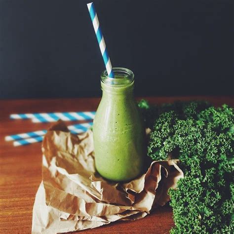 Green Superfood Smoothie With Kale Passionfruit Mango Banana Oats