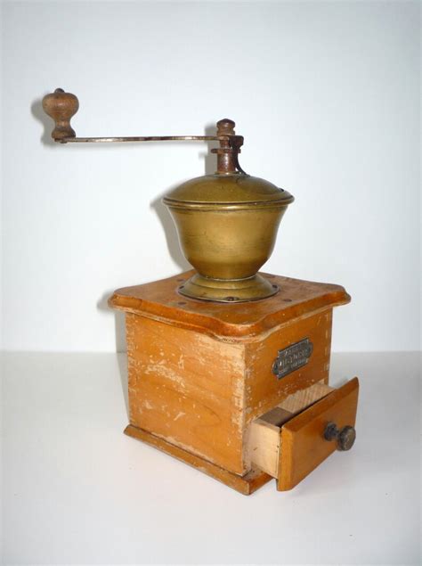 Big Vintage Coffee Grinder Wooden Coffee Grinder Wood Etsy