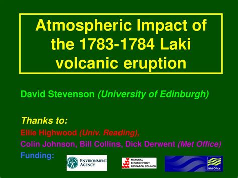 Ppt Atmospheric Impact Of The 1783 1784 Laki Volcanic Eruption