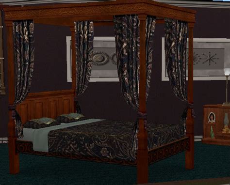 Mod The Sims Canopy Bed With New Bedding Updated 4 20