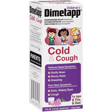 Dimetapp Dm Cold And Cough Elixir Grape Flavor 4 Fl Oz Silver Rod