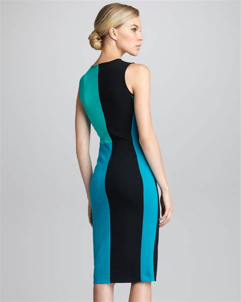 Lyst Narciso Rodriguez Colorblock Knit Sheath Dress In Black