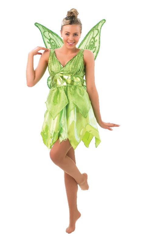 Licensed Disney Tinker Bell Tinkerbell Costume Wings Fairy Green Adult Fancy Dress Peter Pan