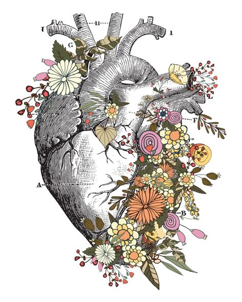 Heart With Flowers Framed Art Print By Theriverprint Vector Black