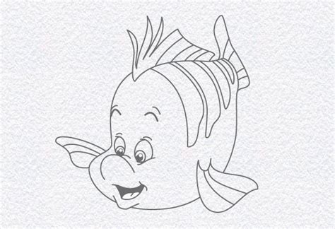 How To Draw Flounder From The Little Mermaid Step 6 Drawings