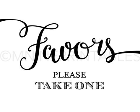 Wedding Sign Printables Favors Please Take One Chic Etsy