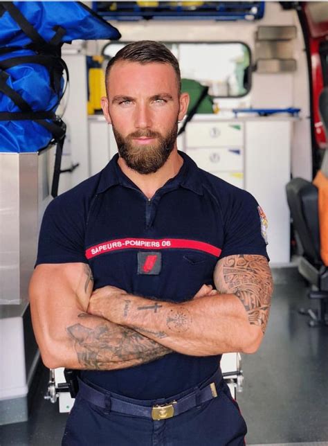 firefighter` men in uniform mens haircuts short great beards