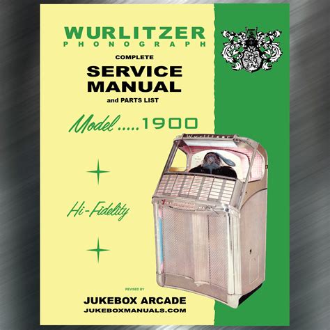 Wurlitzer Model 1900 Complete Service Manual And Parts Lists