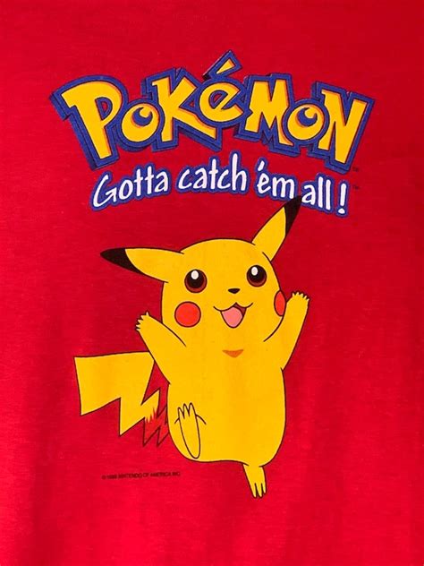 Pokémon Pikachu Gotta Catch ‘‘em All T Shirt 1999 Nin Gem