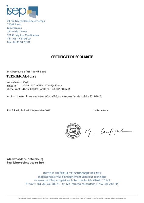 Certificat De Scolarite Lille