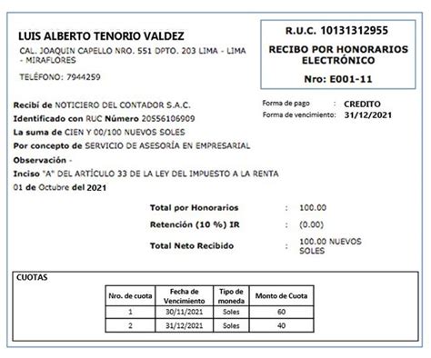 Facturas Y Recibos Por Honorarios Electr Nicos Incluir N Nuevos Datos