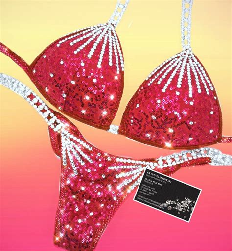 Red Crystallina Competition Bikini Bikini Competition Sparkly