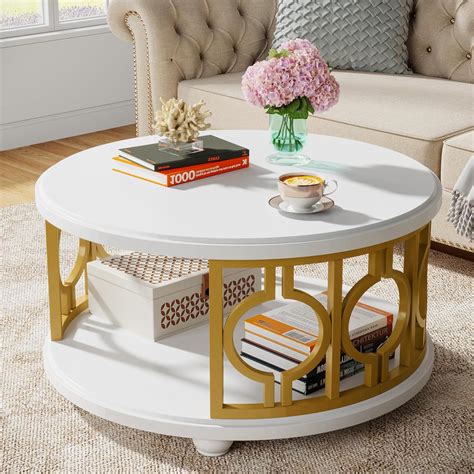 Tribesigns 2 Tier Round Coffee Table Center Table With Metal Frame