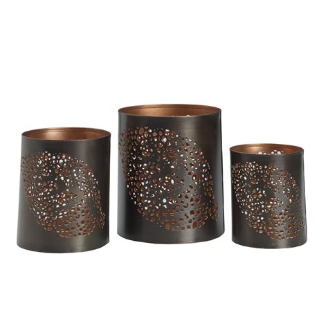 Elements 3 Piece Punched Leaf Luminary Set Candle Holders Candles