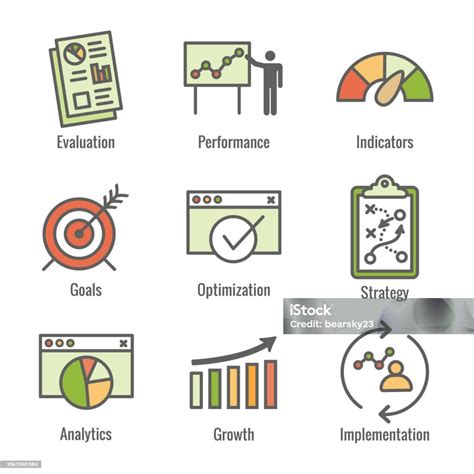 Kpi Key Performance Indicators Icon Set With Evaluation Growth Strategy