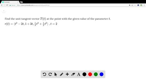 Solvedfind The Unit Tangent Vector 𝐓t At The Point With The Given Value Of The Parameter T 𝐫