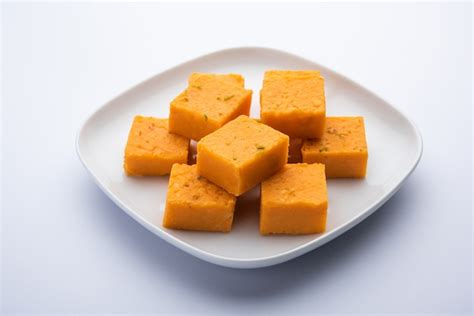 Premium Photo Nagpur Orange Burfee Or Barfi Or Burfi Is A Creamy