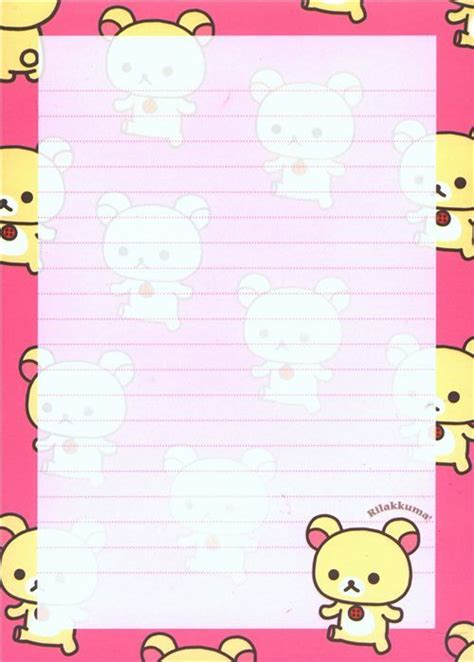 Papier A Lettre Kawaii Stationary Printable Printable Lined Paper