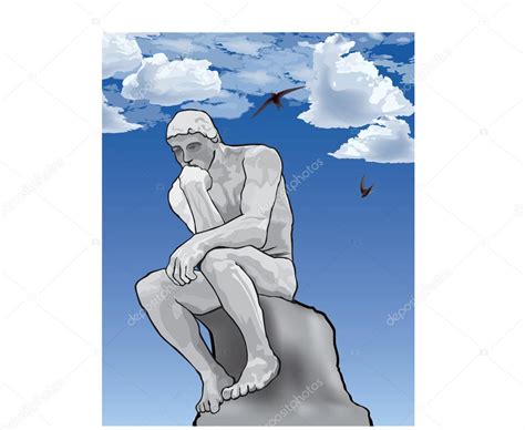 Thinker Man Concept Illustration The Thinker Statue By The French