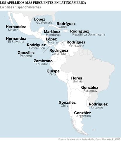 Interactivo Los apellidos más comunes de Latinoamérica Internacional EL PAÍS