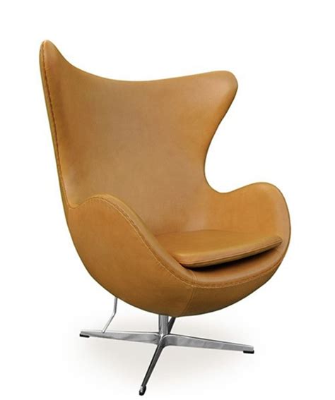 Arne Jacobsen Style Egg Chair Leather Brown Coffee Tan Furniture