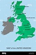 Esquema del mapa del Reino Unido que muestra Inglaterra Escocia Gales e ...