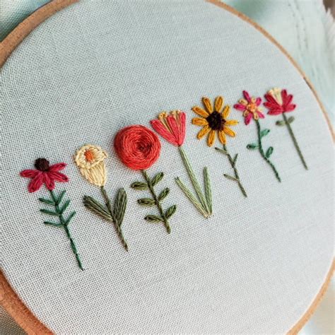 Flower Embroidery Pattern Coneflower Calla Lily Rose Etsy